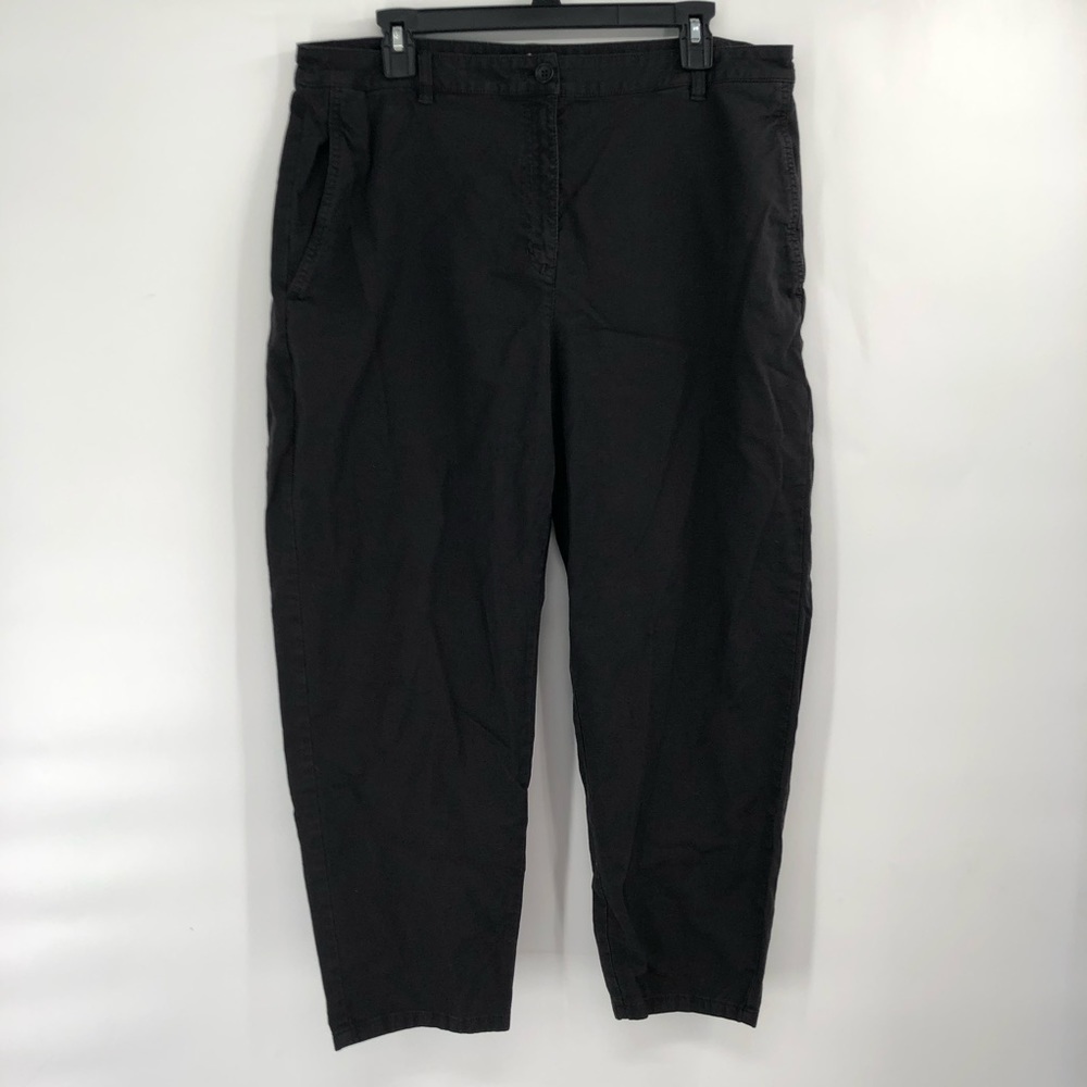 EILEEN FISHER Organic Cotton Hemp Tapered Ankle Pant 14 Women Pockets Pants - Picture 2 of 6